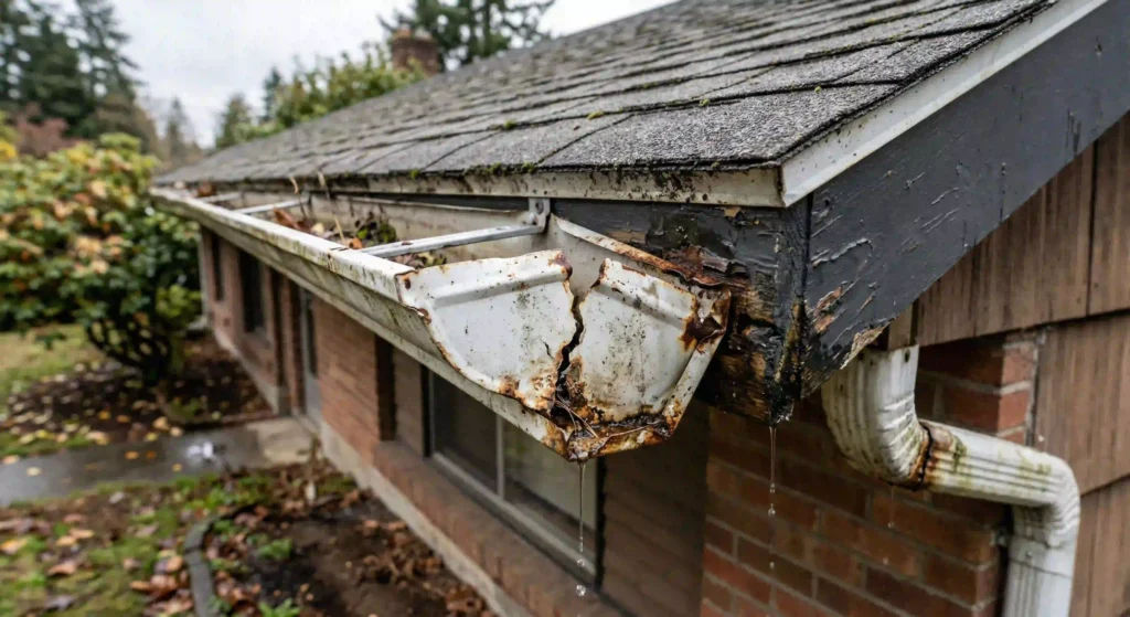 cracked or damaged gutter