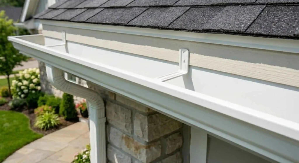 newly installed seamless gutters on a home