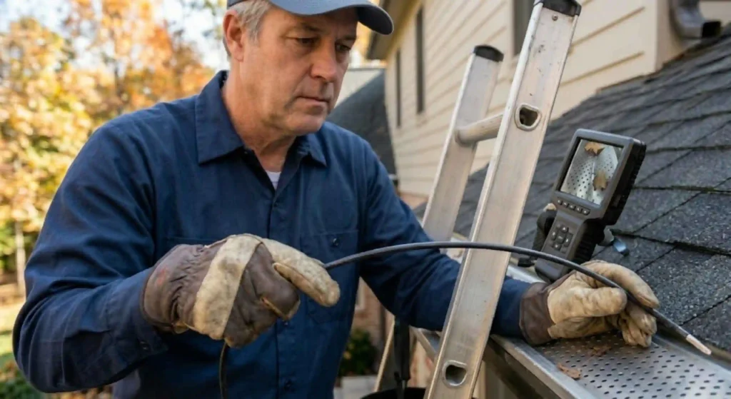 professional checking gutters