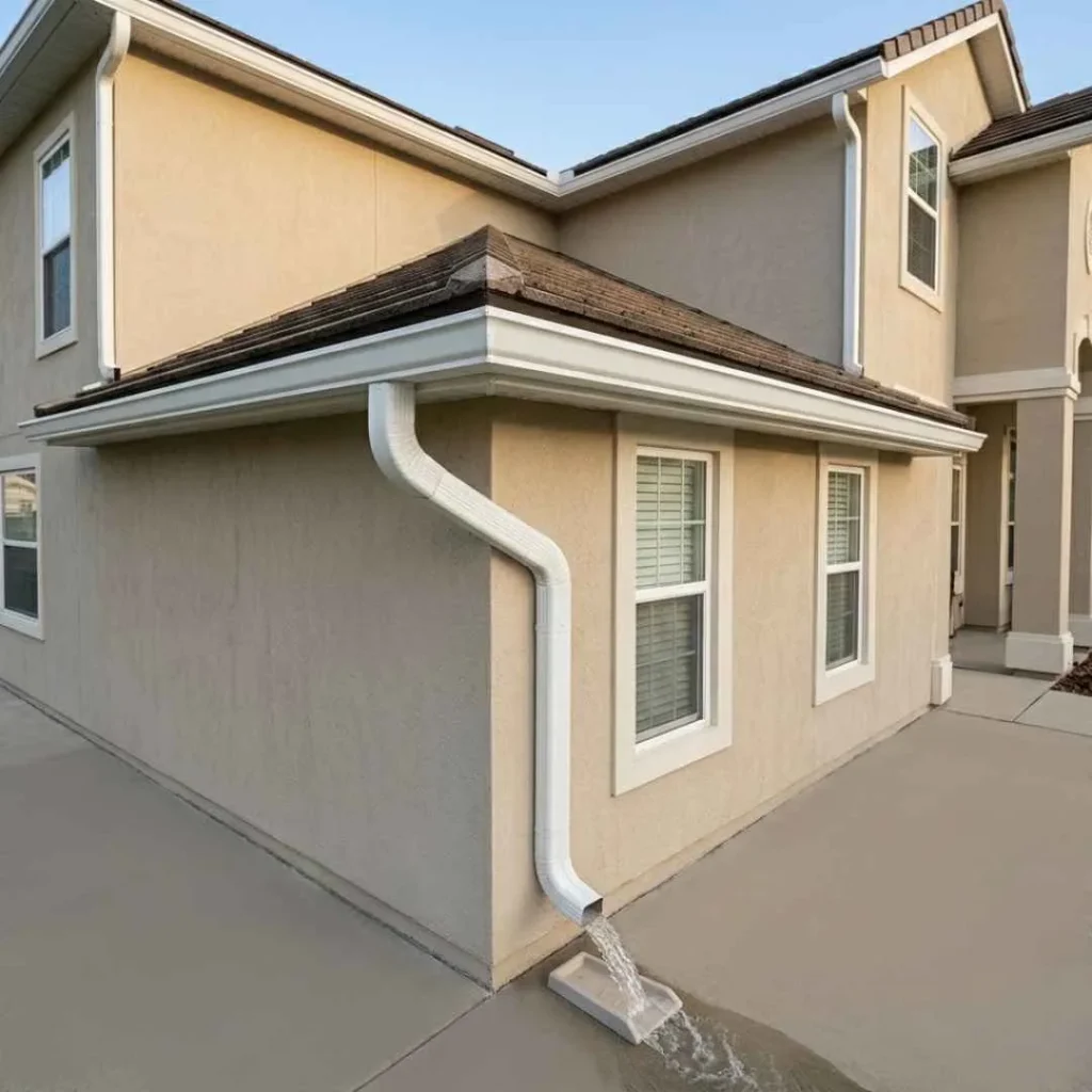 Properly functioning gutter and downspout system in Pompano Beach