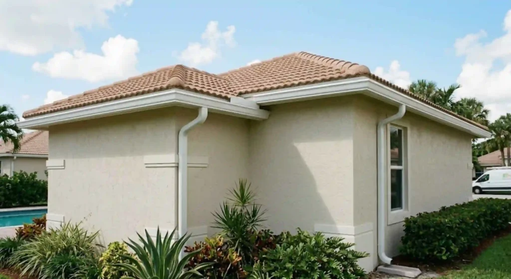 Seamless gutters installed on Delray Beach home