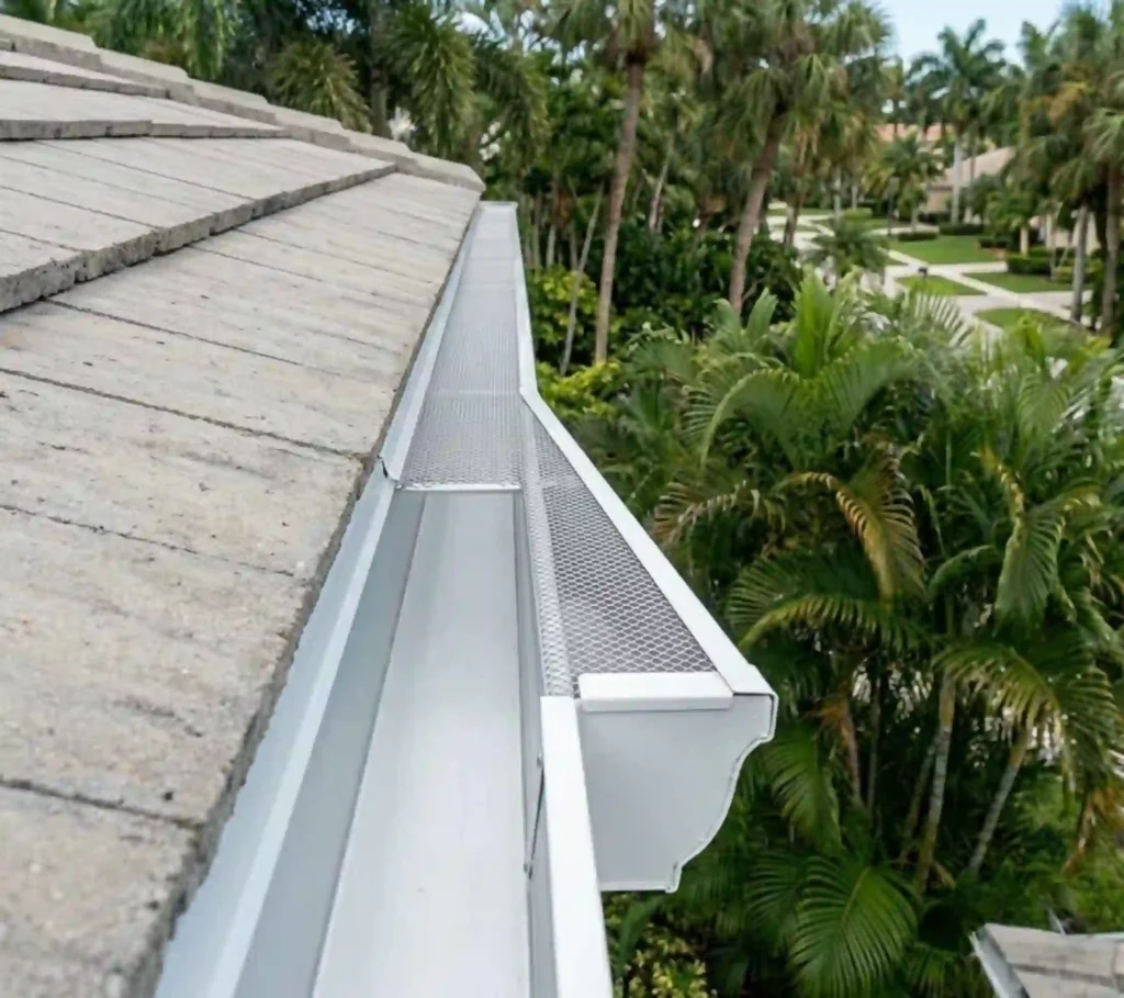 Clean rain gutter system after professional gutter cleaning service