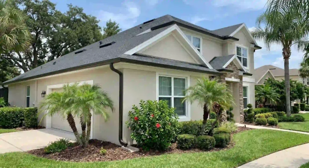 Completed seamless gutter system protecting a Florida home