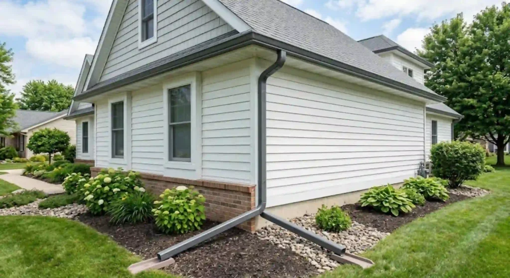 Seamless gutter installation with downspout extension